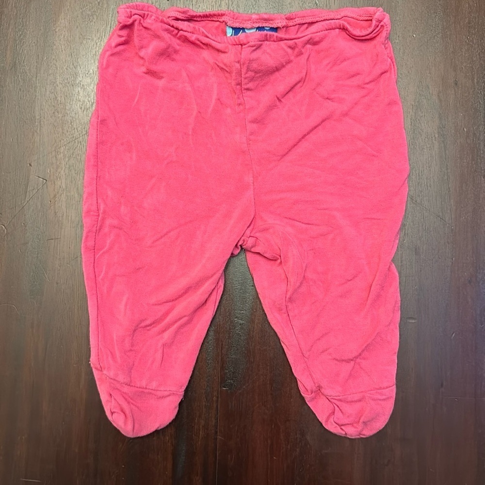 KicKee hot pink bamboo footsie pants size 3-6 months